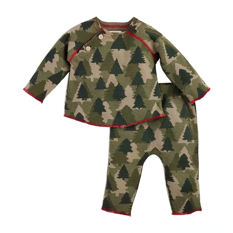 Mud Pie Tree Camo Waffle 2pc Set