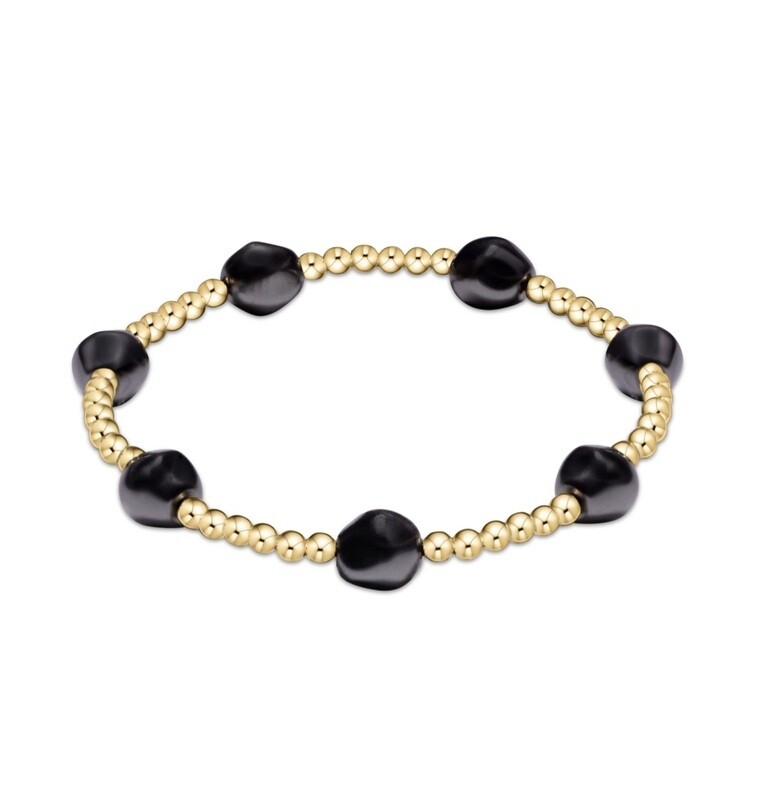 enewton Admire Gold 3mm Bracelet - Pearl - Dark Grey