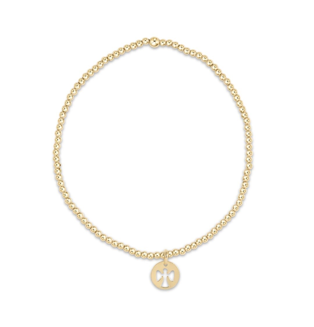 enewton Classic Gold 2mm Bead Bracelet - Guardian Angel Small Gold Disc