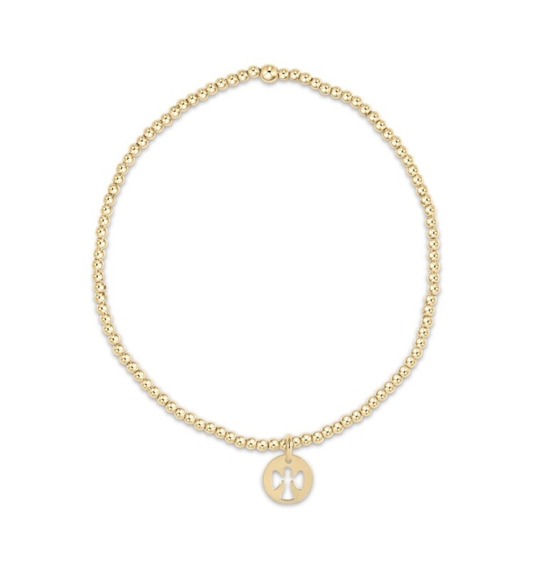 enewton Classic Gold 2mm Bead Bracelet - Guardian Angel Small Gold Disc