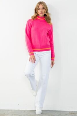 Pink Out Mock Neck Sweater