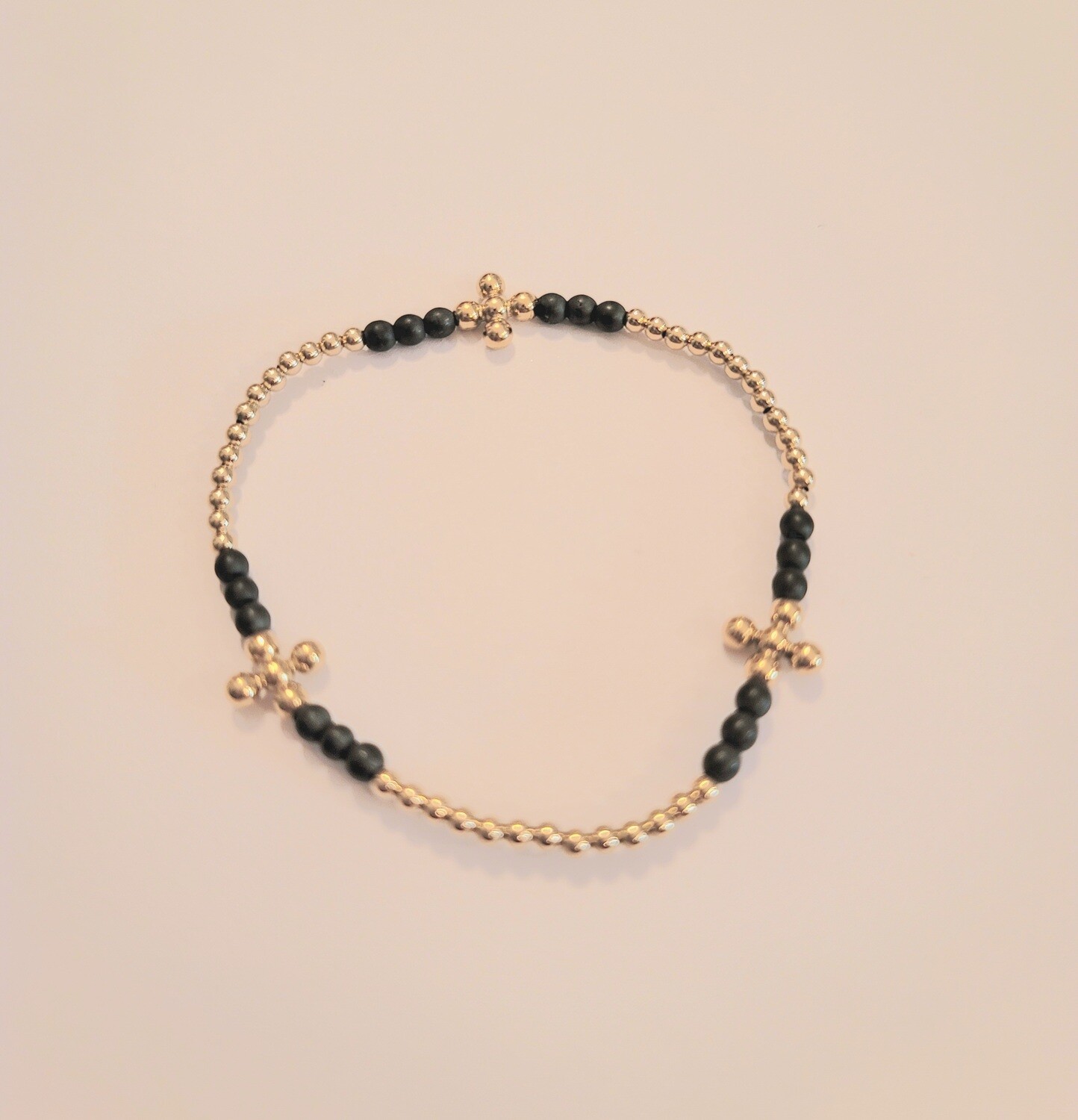 enewton Signature Cross Gold Bliss Pattern 2.5mm Bead Bracelet - Hematite