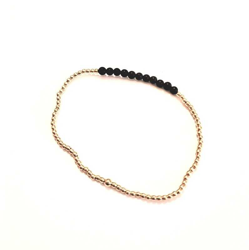 enewton Gold Bliss 2mm Bead Bracelet - Matte Onyx