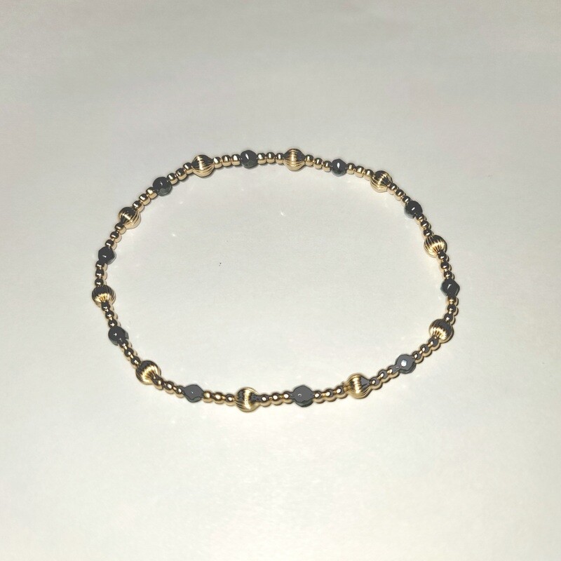 enewton Dignity Sincerity Pattern 4mm Bead Bracelet - Faceted Hematite