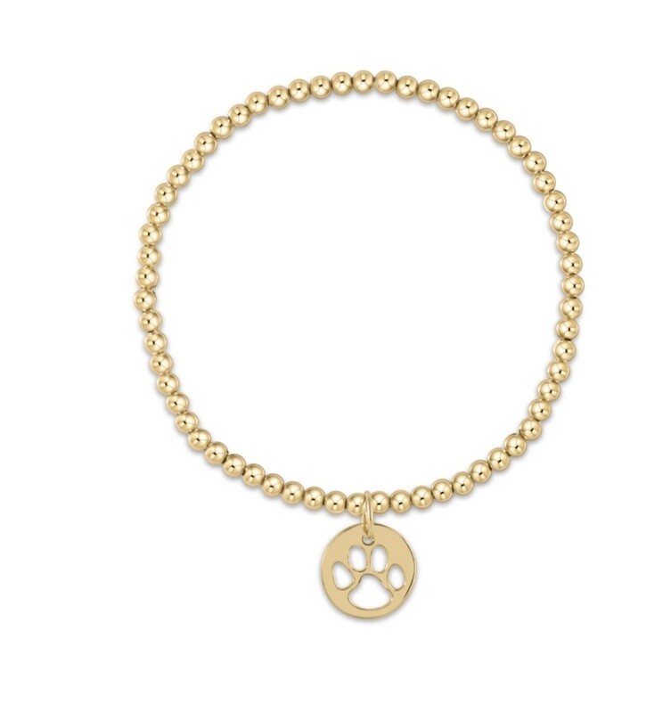 enewton Extends - Classic Gold 3mm Bead Bracelet - Paw Print Gold Disc