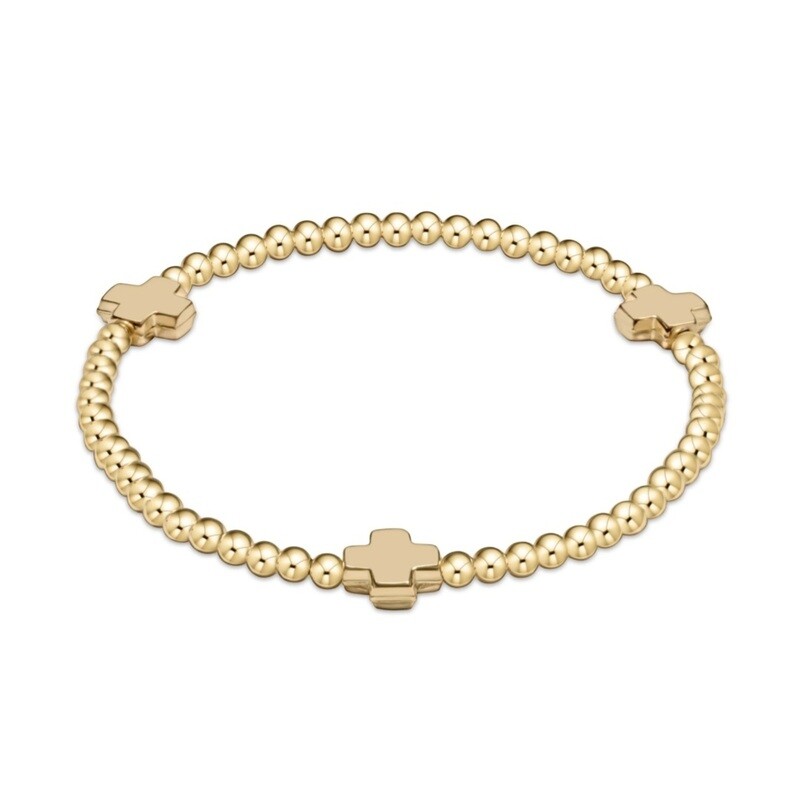 enewton Signature Cross Gold Pattern 3mm Bead Bracelet - Gold