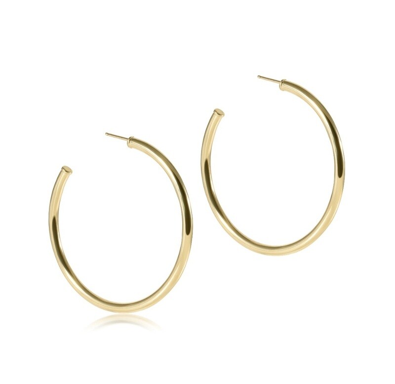 enewton Round Gold 2 Post Hoop - 3mm - Smooth 