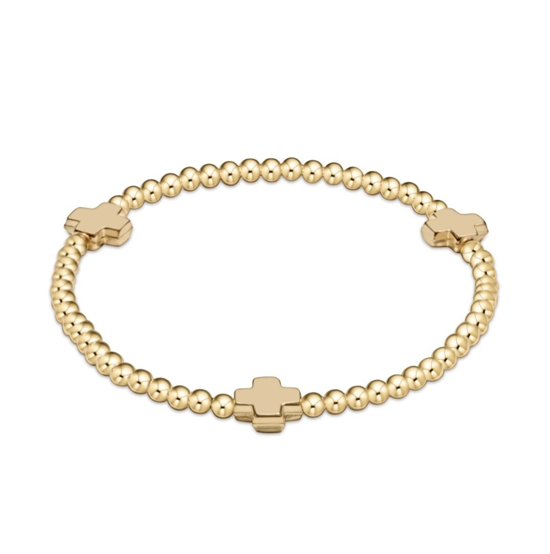 enewton Extends - Signature Cross Gold Pattern 3mm Bead Bracelet - Gold