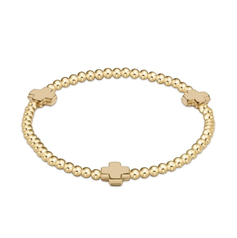 enewton Extends - Signature Cross Gold Pattern 3mm Bead Bracelet - Gold