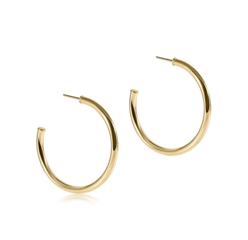 enewton Round Gold 1.5&quot; Post Hoop - 3mm - Smooth
