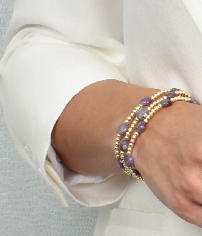 enewton Extends - Admire Gold 3mm Bead Bracelet - Amethyst