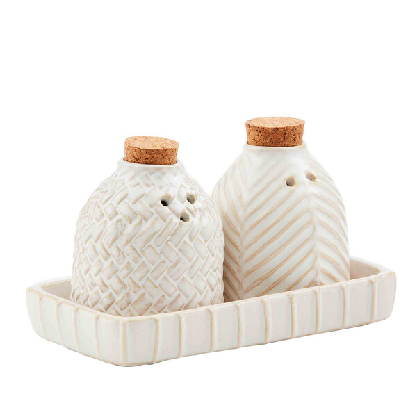 Mud Pie Textured Stoneware Salt &amp; Pepper Set 