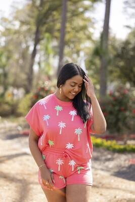 Mary Square Palm Trees Emily SET - Coral