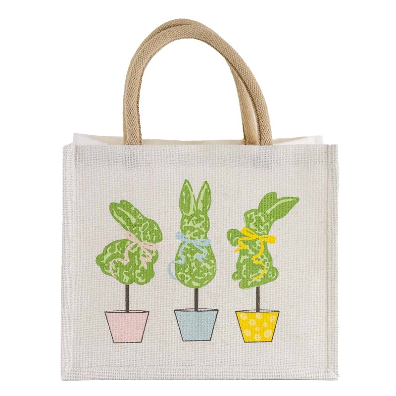 Boxwood Topiary Gift Tote White/Multi 12x10x8