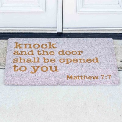 Matthew 7:7 Coir Doormat Wht/Natural 30x18"