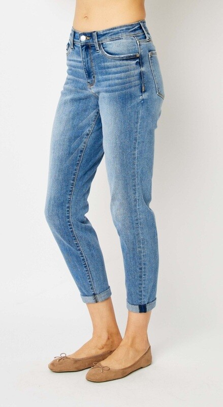 Judy Blue Rise and Shine Midrise Cuffed Slim CURVY