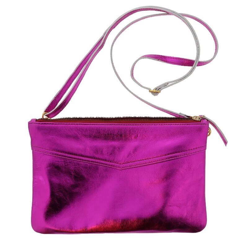 Shimmer Crossbody - Hot Pink Metallic 