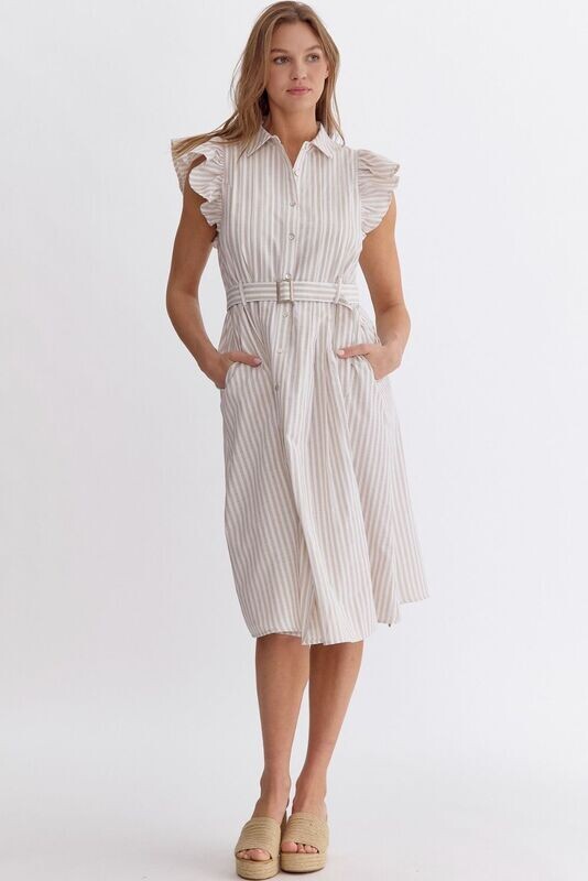 So Classic Striped Midi