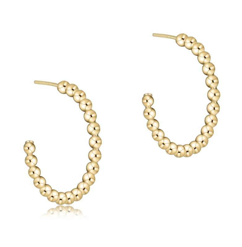 enewton Beaded Classic 1.25&quot; Post Hoop 4mm Gold 