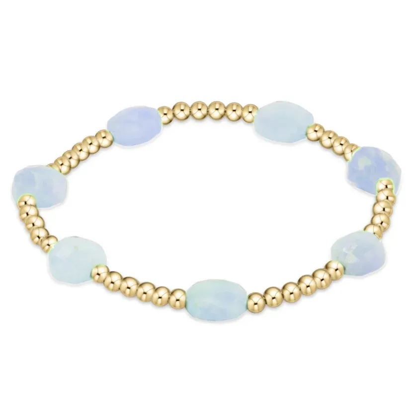 enewton Admire Gold 3mm Bead Bracelet - Aquamarine