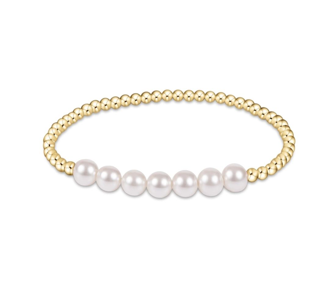 enewton Classic Gold Beaded Bliss 3mm Bead Bracelet - 6mm Pearl