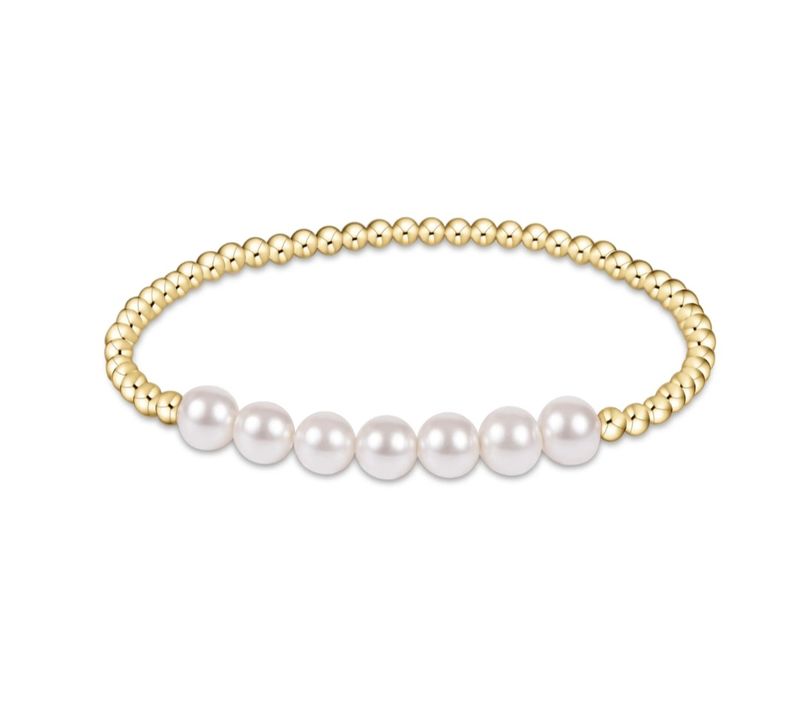 enewton Classic Gold Beaded Bliss 3mm Bead Bracelet - 6mm Pearl