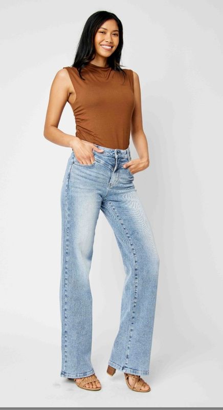 Judy Blue Lets Go Out HW Front Yoke Retro Wide Leg