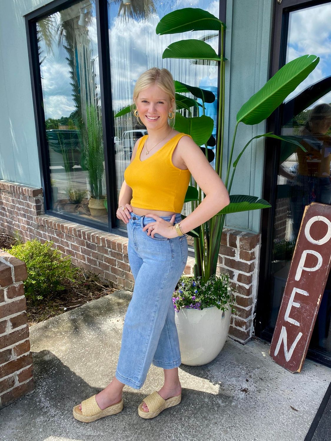 Golden Rod Ribbed Crop Tank Top