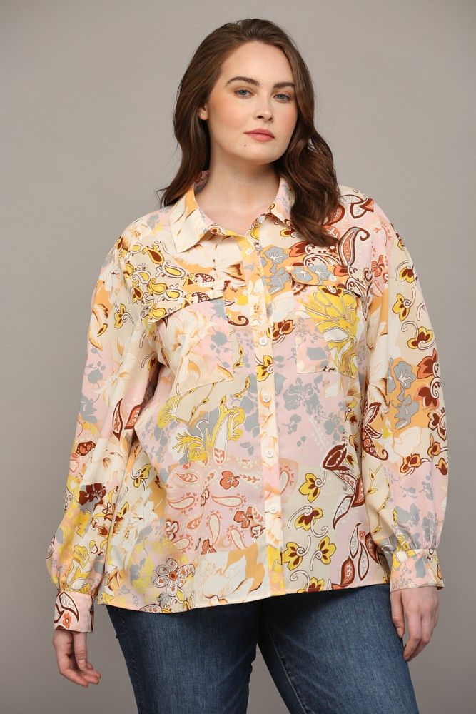 Softly Button Down Shirt, CURVY
