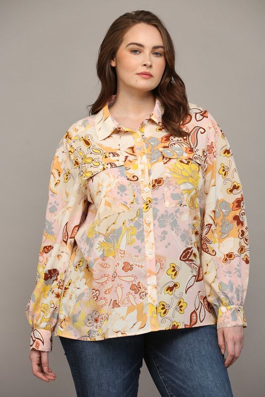 Softly Button Down Shirt, CURVY