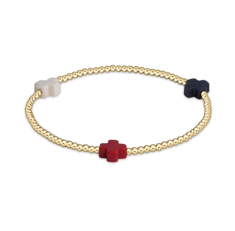 enewton  Signature Cross Gold Pattern 2mm Bead Bracelet - Firecracker