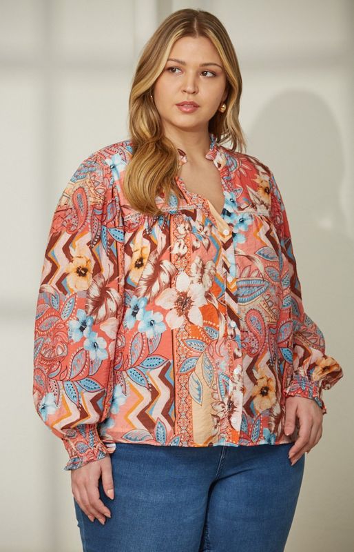 Boho Floral Blouse, Curvy