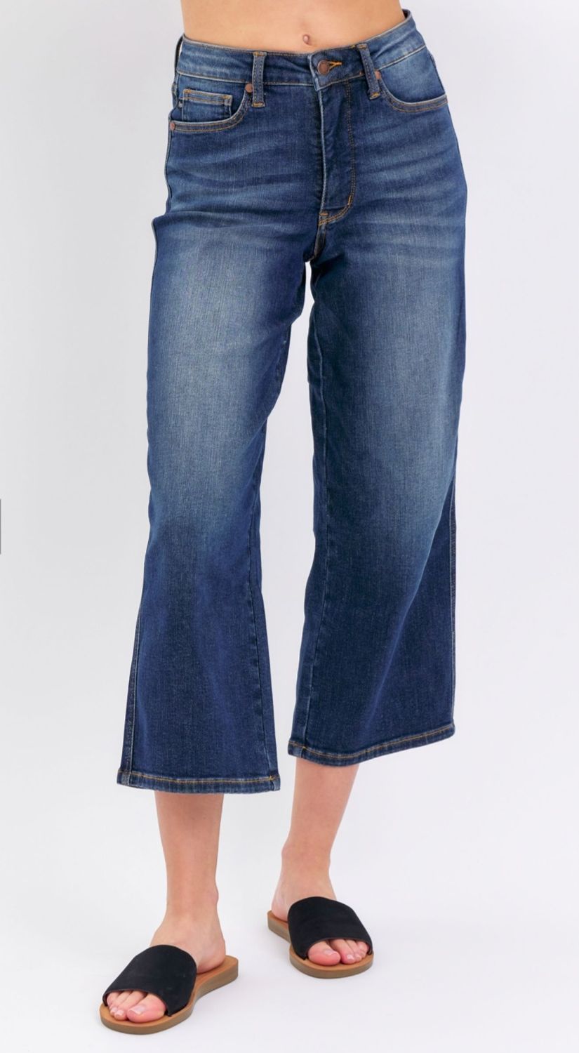 Judy Blue Miss Me MR Tummy Control Crop Wide Leg