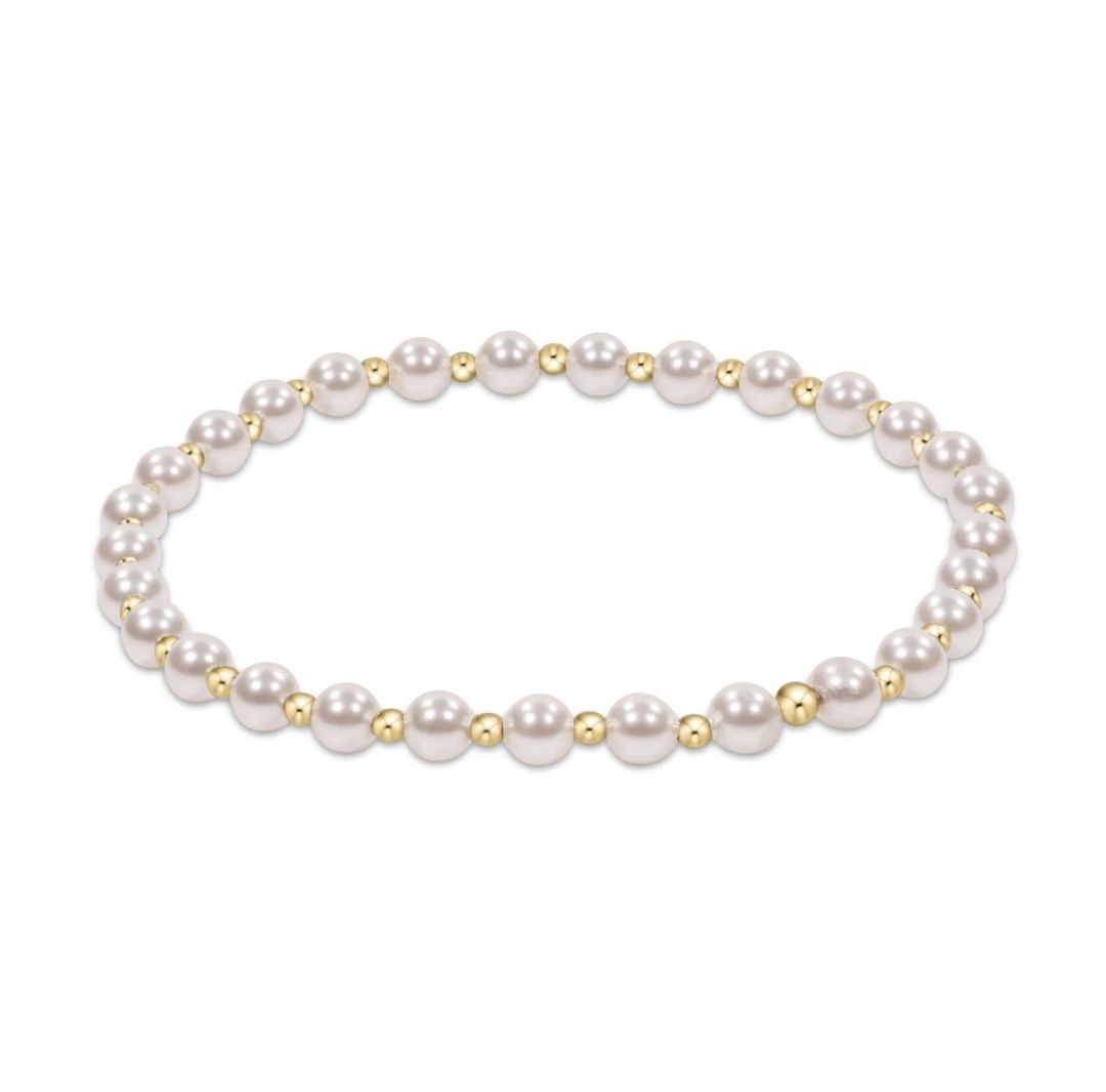 enewton Classic Grateful Pattern 4mm Bead Bracelet - Pearl 