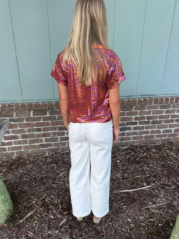 Mary Square Tiger Stripes - Orange &amp; Purple Diane