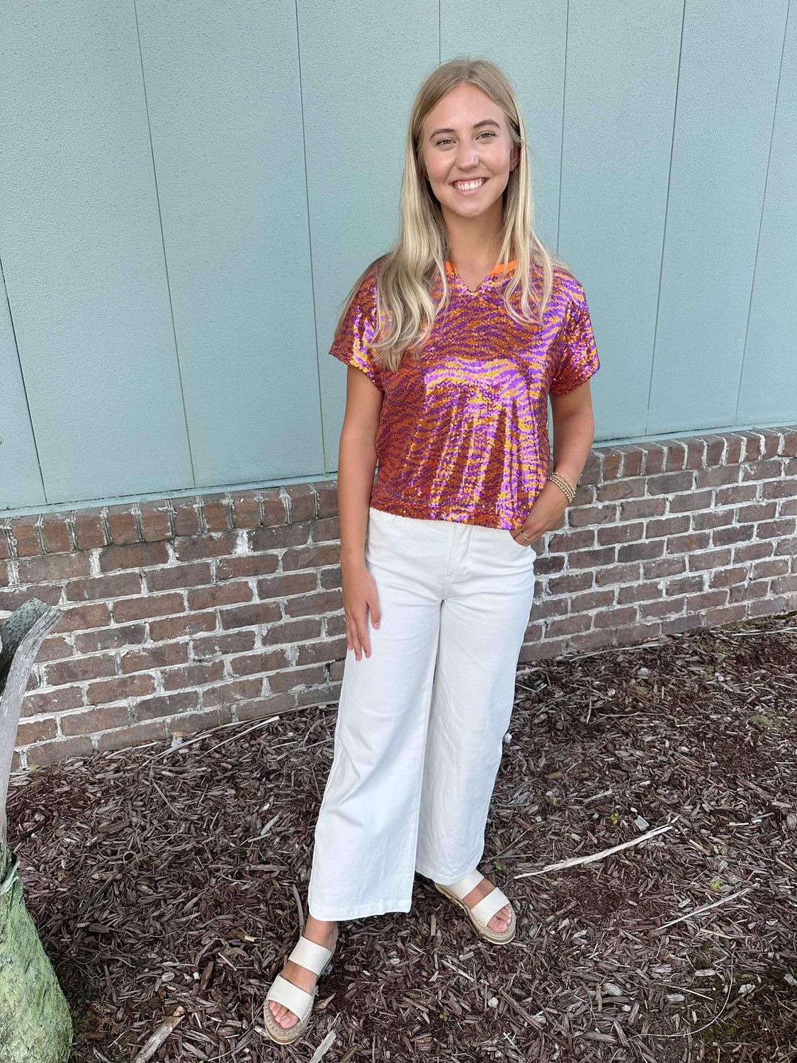 Mary Square Tiger Stripes - Orange &amp; Purple Diane