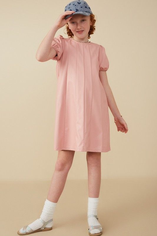 Bex Faux Leather Blush Dress, TWEEN