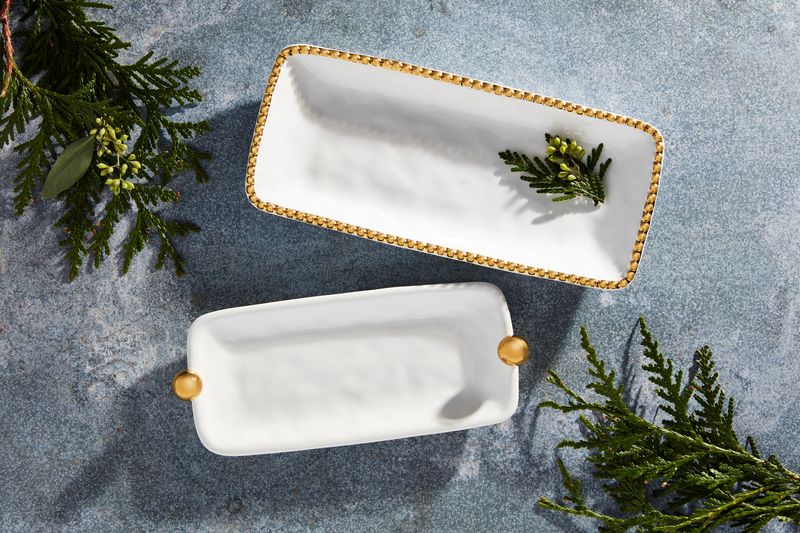 Mud Pie Nested Gold Beaded Dishes