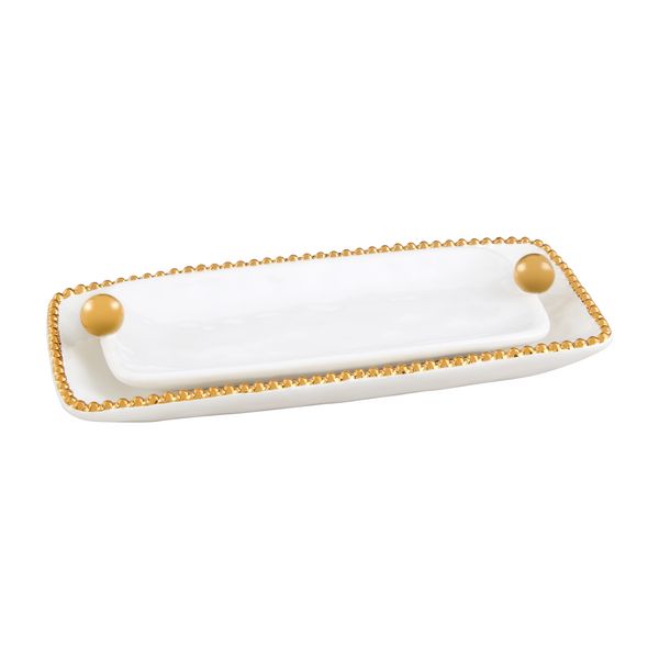 Mud Pie Nested Gold Beaded Dishes