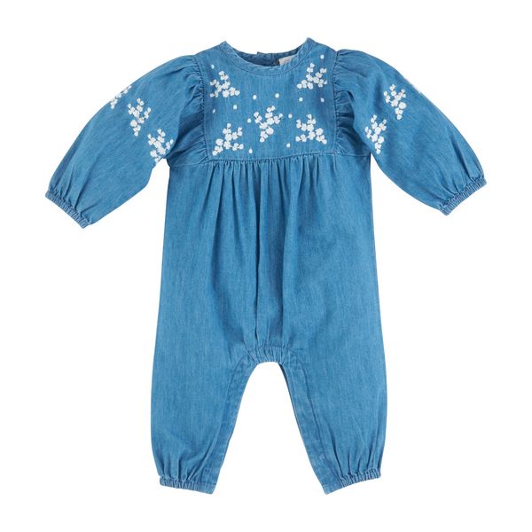 Mud Pie Embroidered Floral Denim 1pc