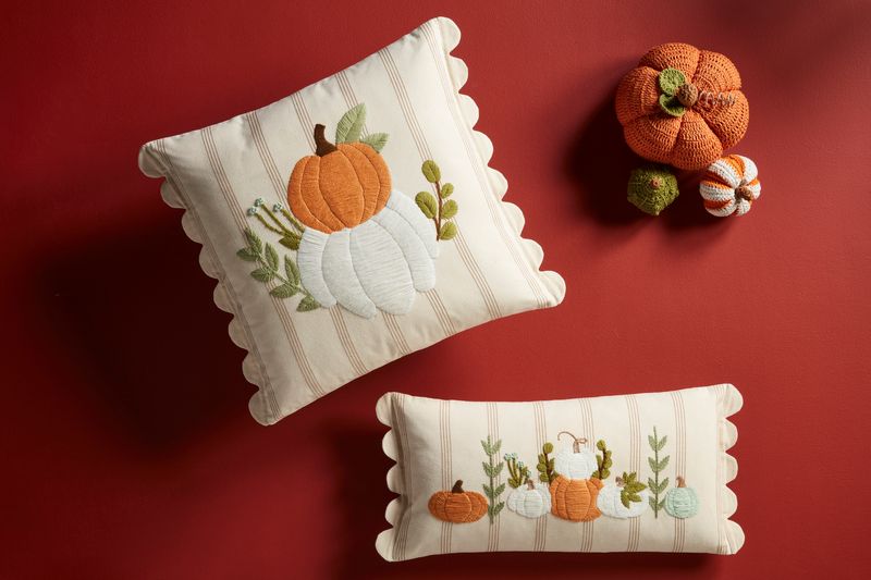 Mud Pie Scallop Pumpkin Pillow