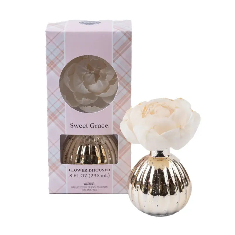 Sweet Grace Flower Diffuser - Holiday Gold Vase