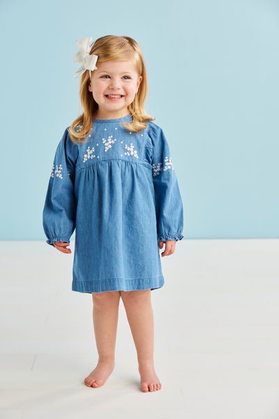 Mud Pie Embroidered Floral Denim Dress