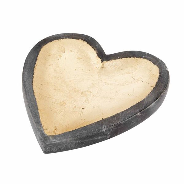 Mud Pie Gray Marble Foil Heart Tray