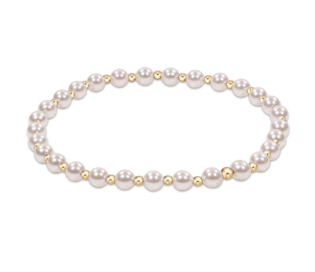 enewton Pearl Grateful Pattern 4mm Bead Bracelet - 6mm Gold