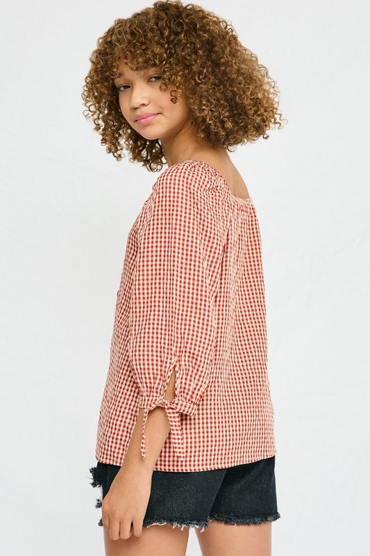 Ruby Gingham Button Top, Tween
