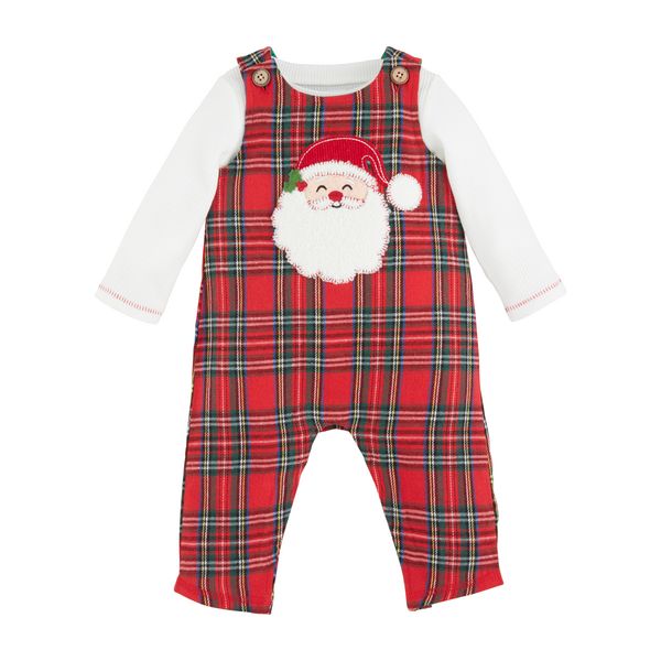 Mud Pie Santa Tartan Longall Set