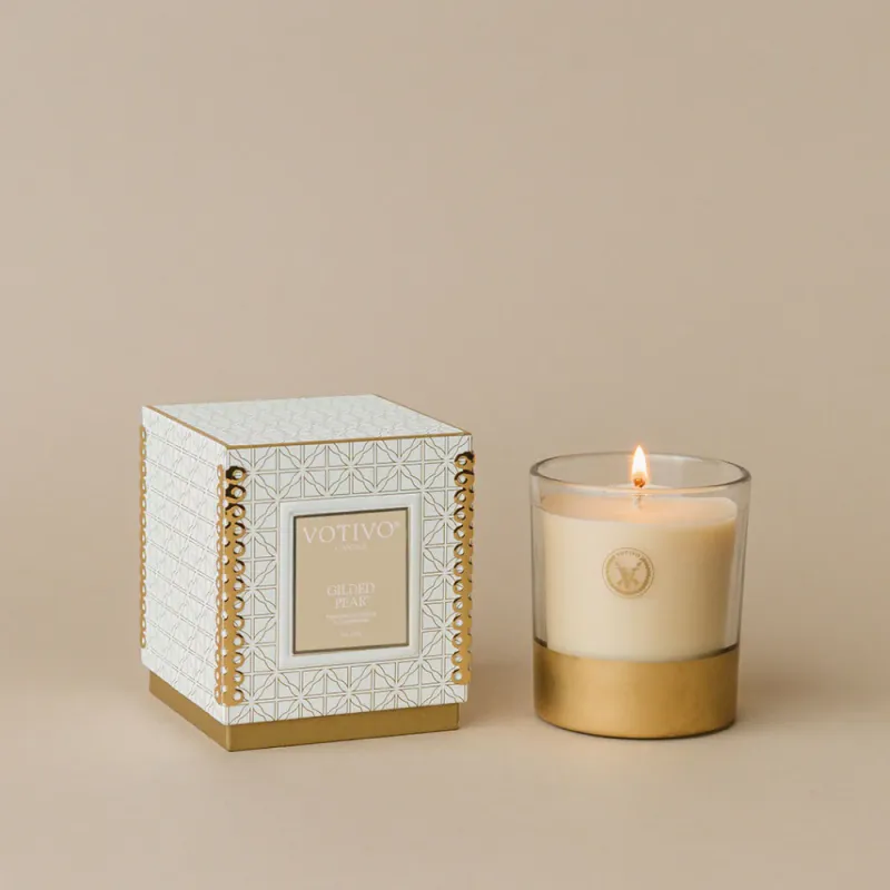 Votivo Gilded Pear Boxed Candle, 10oz 