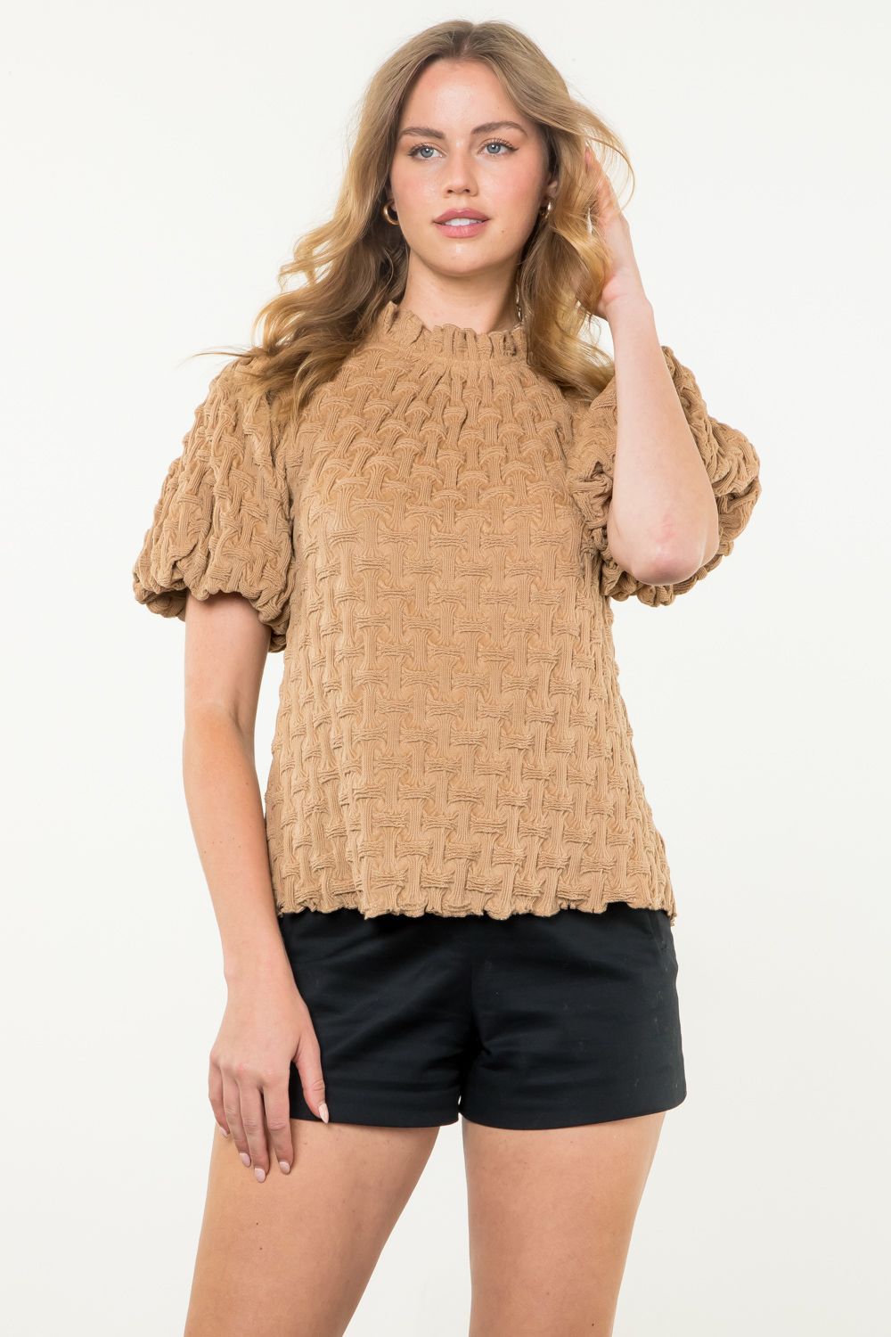 Can&#39;t Get Enough Textured Puff Sleeve Top