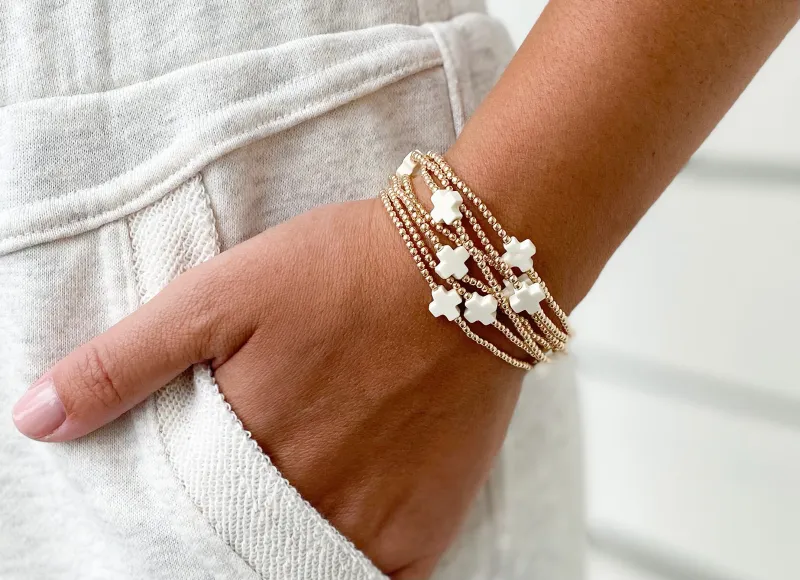 enewton Signature Cross Gold Pattern 2mmBeadBracel